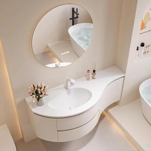 圆弧形浴室柜组合卫生间台盆柜可丽耐一体盆洗漱台洗手台智能镜柜