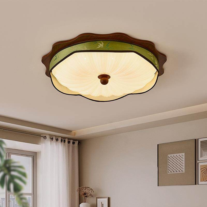 中古风简约卧室吸顶灯法式复古圆形胡桃木色花朵护眼书房LED灯,鲜花速递/花卉仿真/绿植园艺,割草机/草坪机,淘宝优惠券,粉丝福利购,淘宝优惠卷