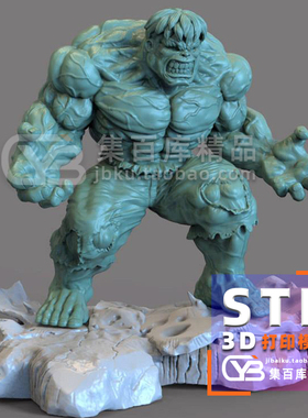 3d打印图纸模型素材文件绿巨人浩克STL手办圆雕图F2381