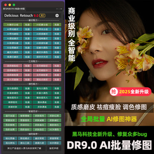 PS智能磨皮插件DR9/DR5/8一键商业质感Ai修图自动批量中性灰瘦脸