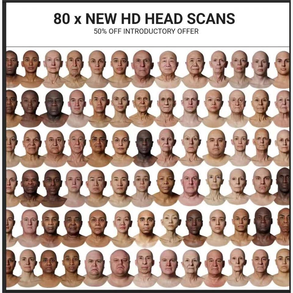 ten24男女80个高精度人头扫描模型2022年 3Dscanstore