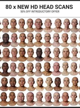 ten24男女80个高精度人头扫描模型2022年 3Dscanstore