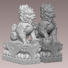麒麟圆雕图3D打印模型三维立体雕刻图两款神兽stl格式文件素材