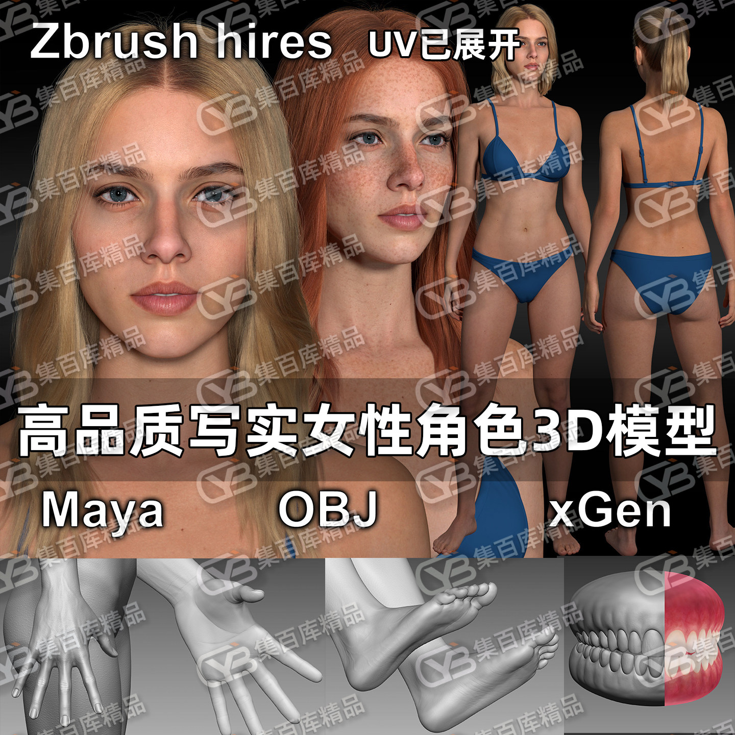 Zbrush高品质扫描超写实女设计素材/源文件