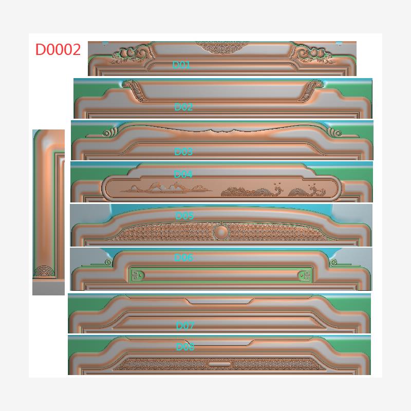 大床靠头洋花简单简易山水桃格子波浪精雕图浮雕图单个价格9