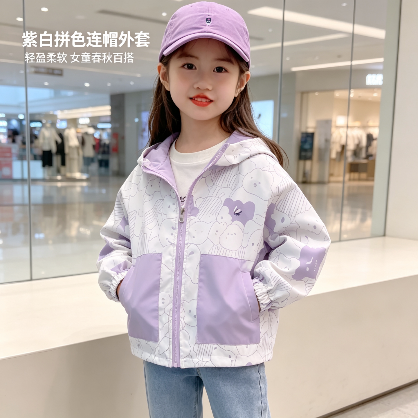 女童春秋新款洋气儿童冲锋衣外套