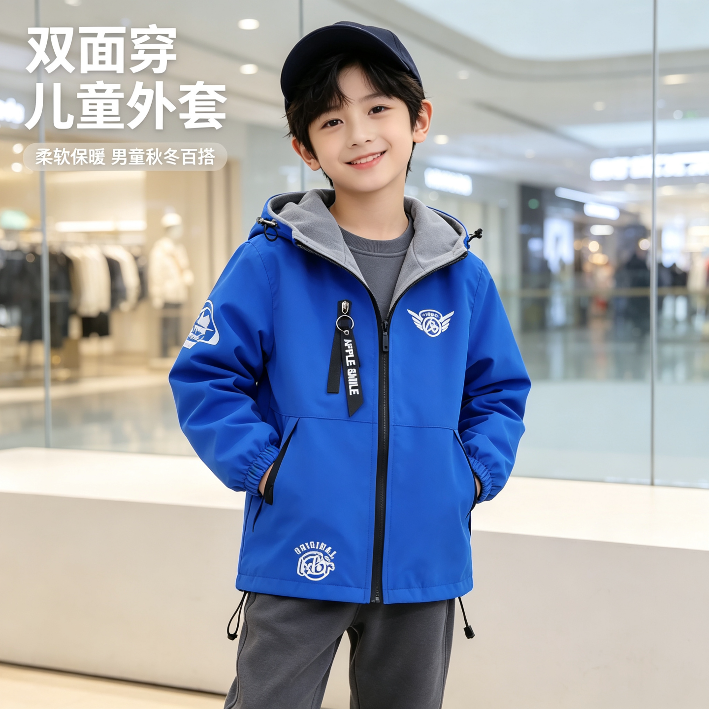 男童春秋季韩版两面穿休闲夹克