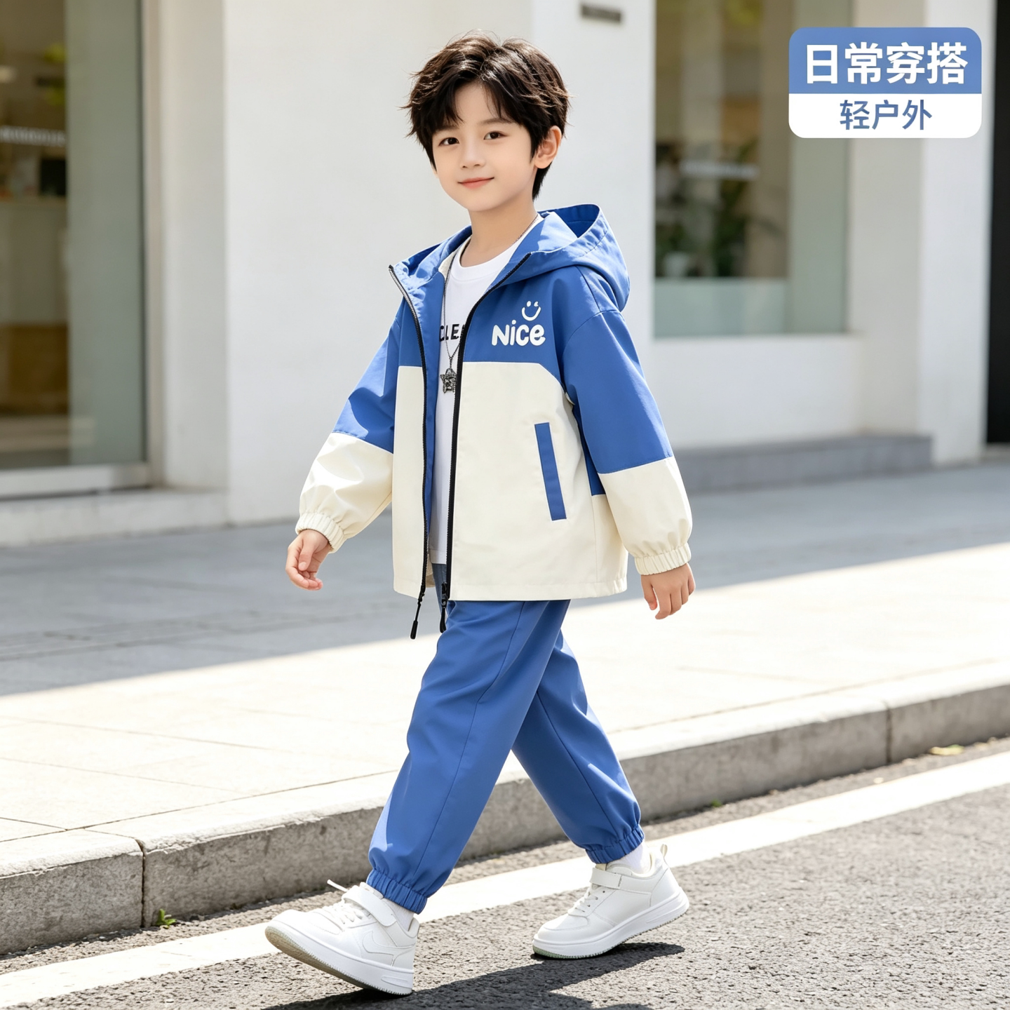 男童春秋韩版连帽冲锋夹克外套