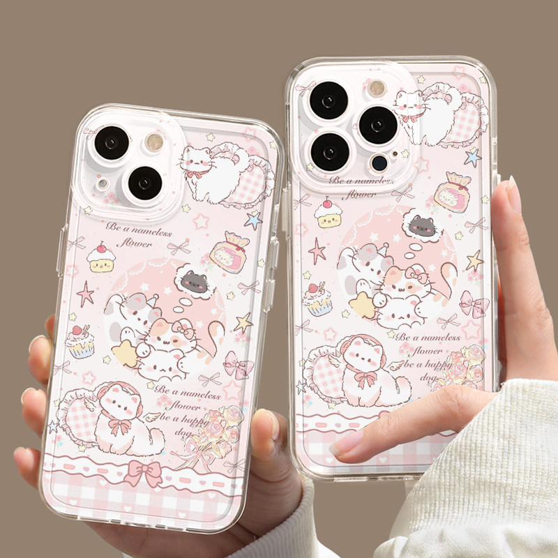 可爱猫咪手机壳适用苹果16promax粉色iPhone13少女心15pro卡通14plus软壳12防摔11女生x女款高级