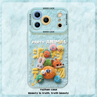 动物派对手机壳苹果17ProMax仿毛绒iPhone16Pro周边15卜卜14应援5525五月天13尼克朱迪12疯狂动物城适用17air