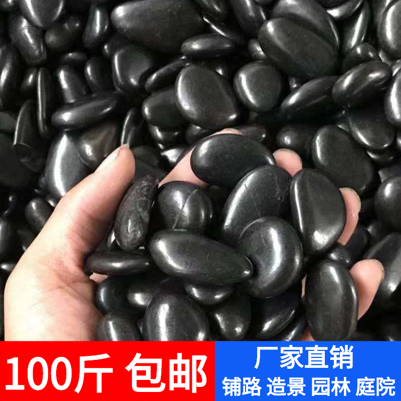 100斤抛光黑色鹅卵石雨花