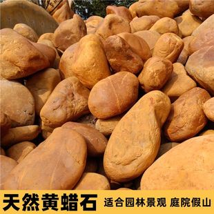 黄蜡石原石园林景观石庭院鱼池假山石花园围边驳岸造景石黄色石头
