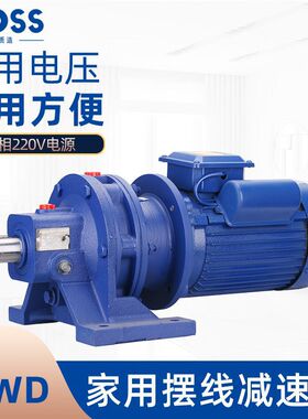 普斯BWD摆线针轮减速机单相220V卧式降速提升搅拌机铜芯低速电机
