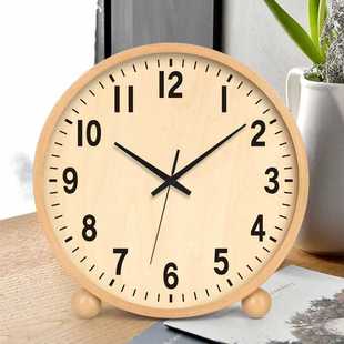 ?实木奶油风座钟客厅中古风办公室桌面时钟摆件电视柜台式钟
