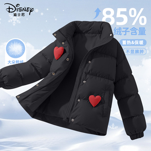 迪士尼儿童羽绒服女款2025新款冬季保暖黑色袄子女童冬装外套加厚