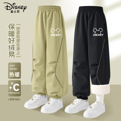 迪士尼男童加绒裤子秋冬2025新款