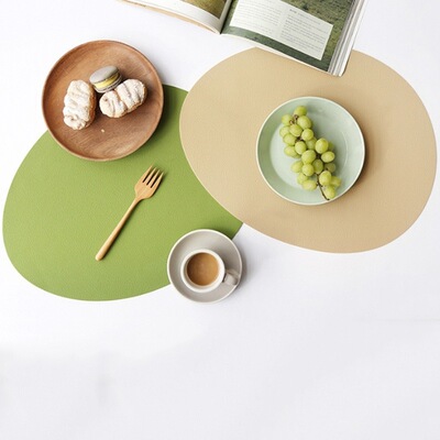 一件起批45*37水滴形皮革餐桌垫北欧ins风西餐垫防油餐垫配小杯垫