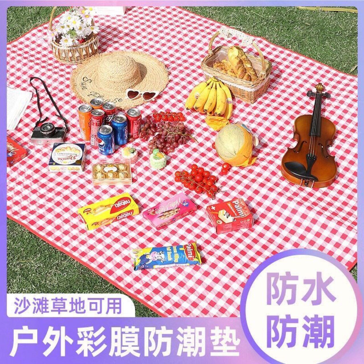 加厚铝膜彩膜野外露营垫户外野炊垫野餐布垫坪垫子铺地宿舍床垫