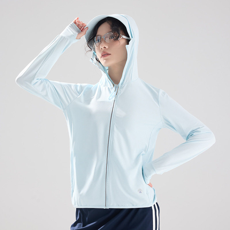 防晒衣女夏冰感upf50防紫外线透气薄款大帽檐防嗮衫男户外防晒服