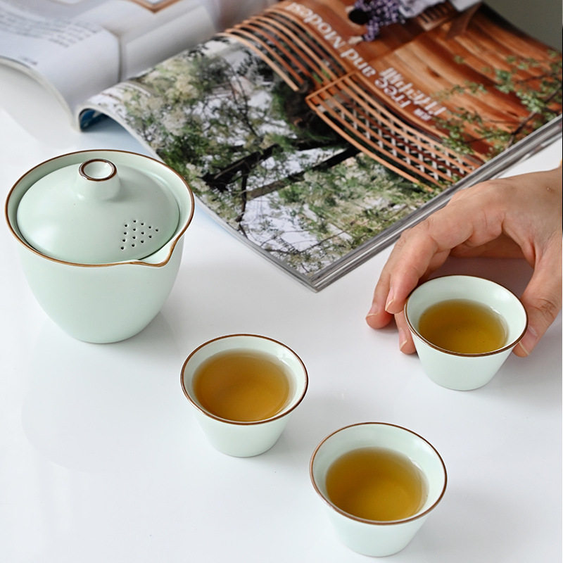 旅行茶具套装户外喝茶一整套汝窑快客杯一壶三杯功夫茶壶礼品