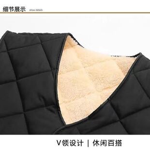 秋冬中老年男士棉马甲加绒加厚马夹内搭棉背心爸爸保暖外穿绒坎肩