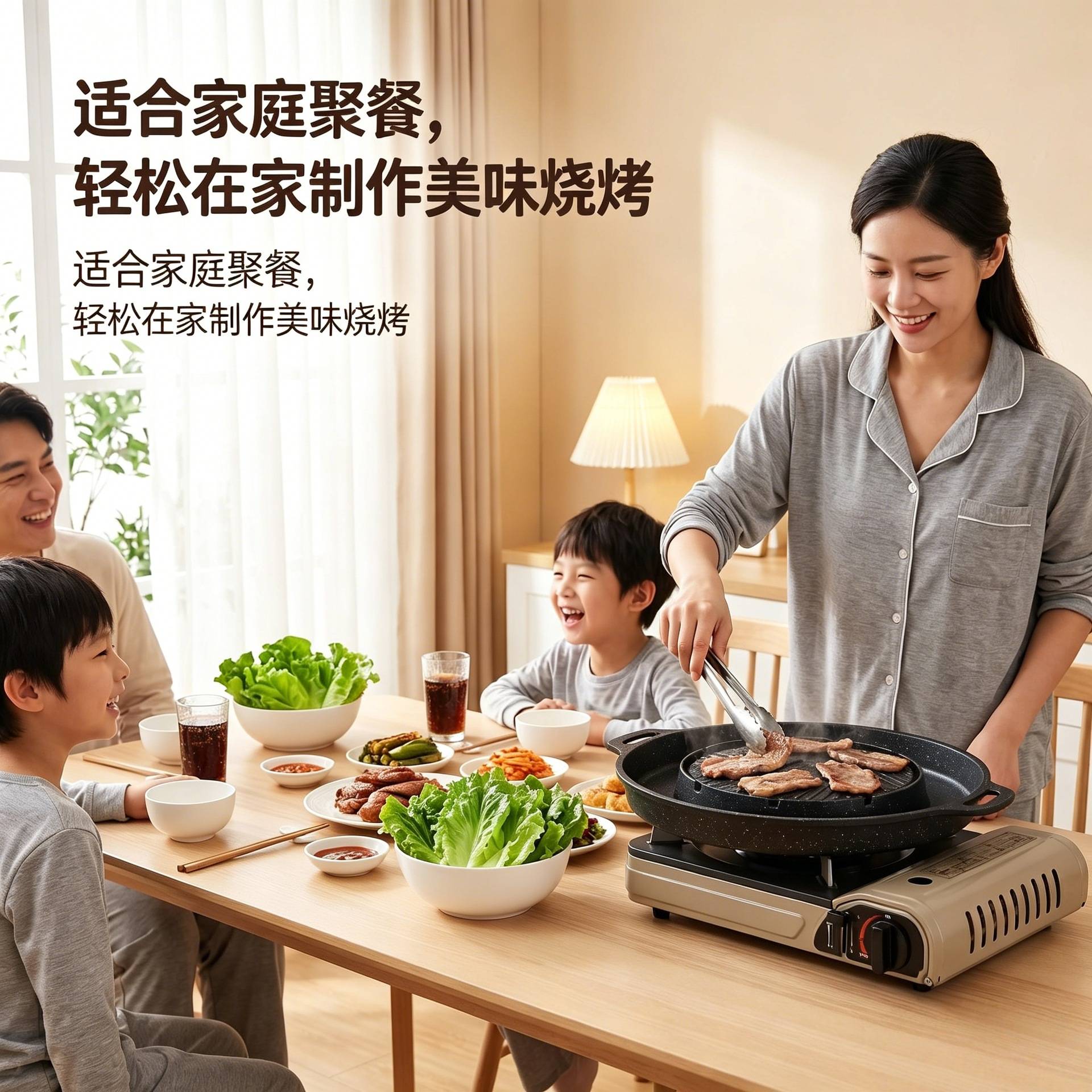 韩国烧烤盘露营烤盘麦饭石不沾烤盘家用户外商用卡式炉烤肉盘