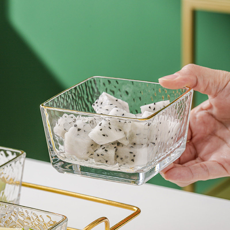 玻璃水果盘家用客厅茶几小吃零食摆放糖果盒坚果茶点四宫格干果盘