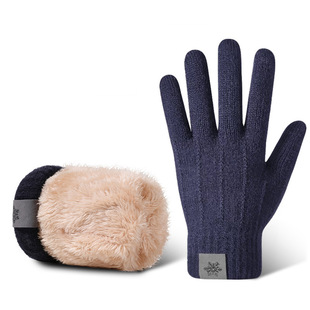 冬季保暖男士手套加绒加厚毛线针织骑行东北防寒冬天女触屏棉手套