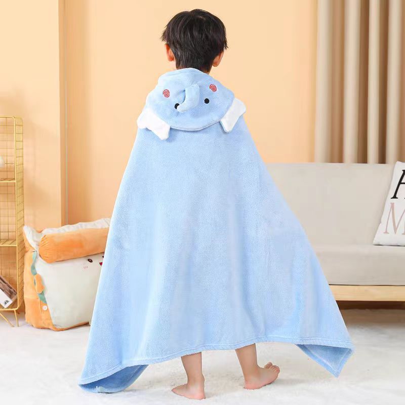 儿童新生婴儿可穿裹带帽浴巾比纯棉吸水柔软速干游泳洗澡披风斗篷
