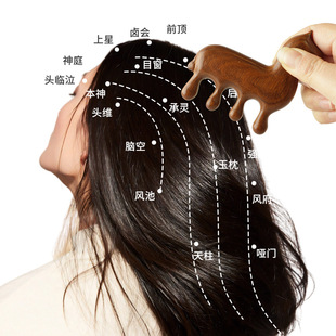 马年伴手礼檀木按摩梳疏通放松头皮经络梳实用小礼物木梳子礼盒装