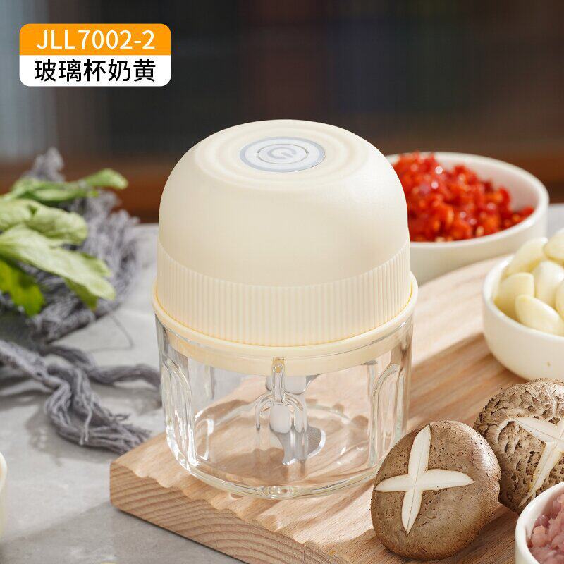 新款玻璃杯四页刀电动捣蒜器绞肉器Type-c充电辅食料理机