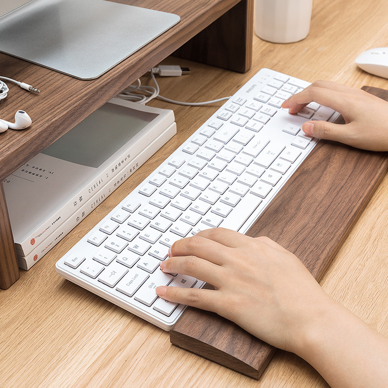 胡桃木手腕垫托 木制机械键盘手托护腕键盘托 实木掌托鼠标腕托垫