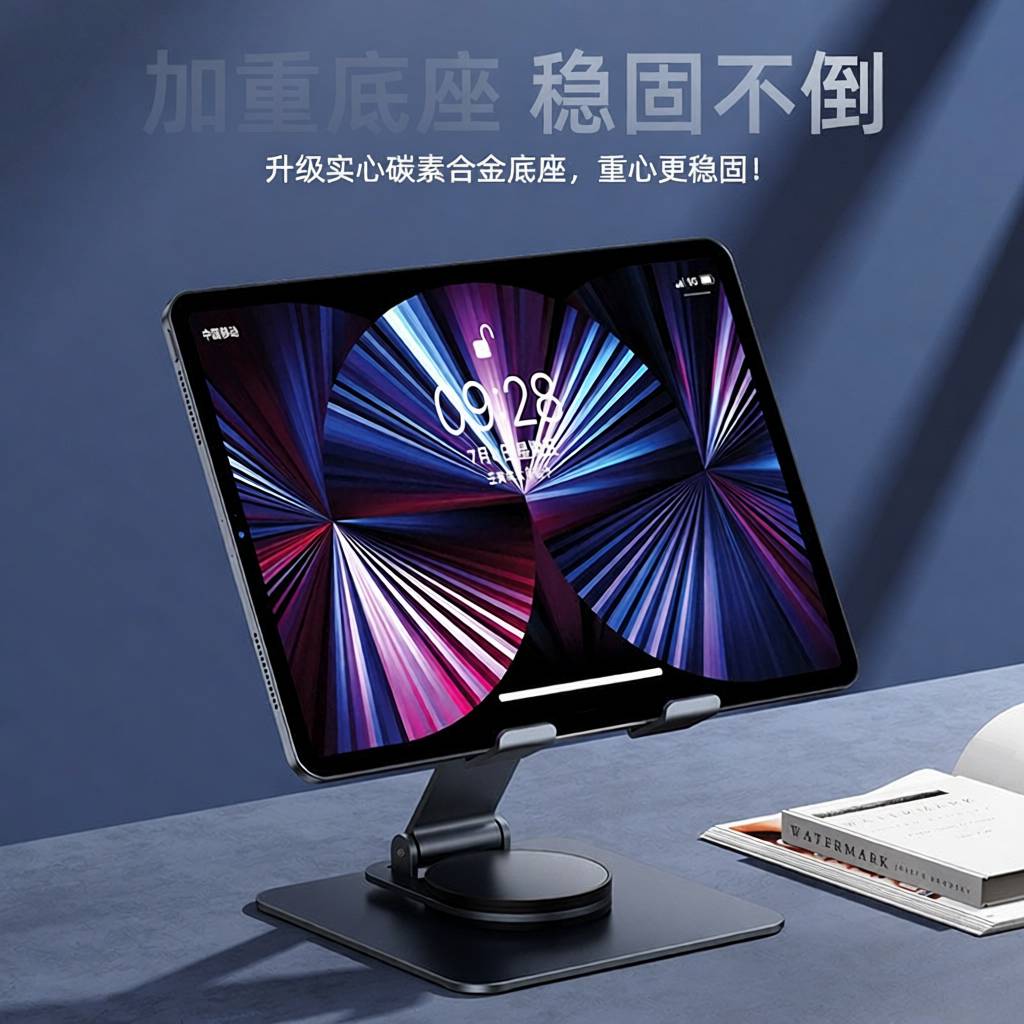 全金属平板支架折叠桌面ipd亚克力支架360°旋转支撑板网课