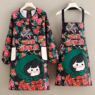 新东北风围裙家用厨房做饭时尚可爱罩衣餐饮专用工作服大人上班女