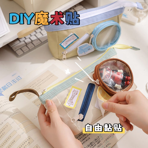 ins简约透明笔筒高颜值女学生多功能笔袋文具盒痛包晾晒吧唧挂件