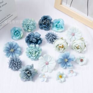 仿真花材料包多色系套装玫瑰花假花绢花古风头饰DIY簪花痛包装饰