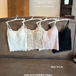 夏季薄款马甲线蕾丝吊带内衣女性感V领美背背心内搭外穿上衣显瘦