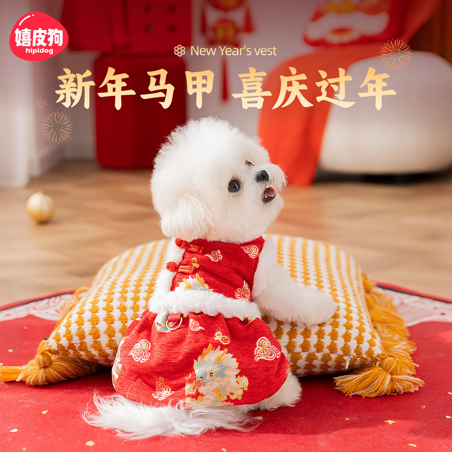 宠物衣服新年保暖中小型犬猫咪两脚比熊泰迪裙子秋冬季小狗狗服饰