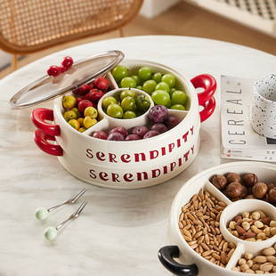 干果坚果盒家用客厅高颜值分格带盖糖果零食茶点小食收纳盒糖果盘