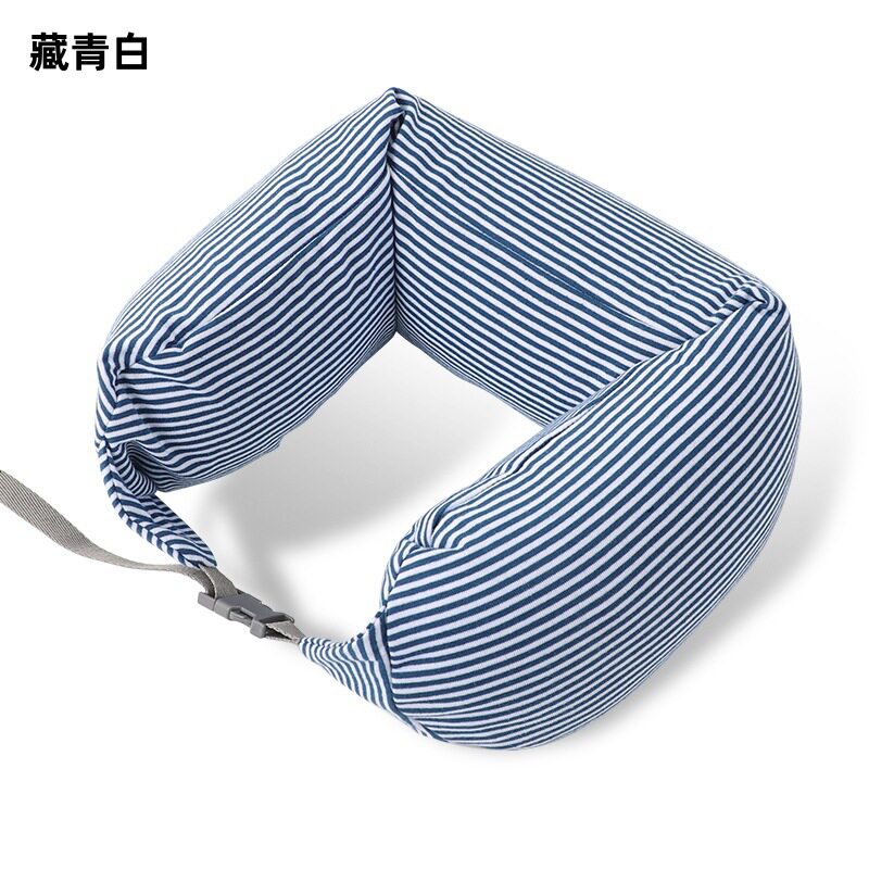 日式轻便多功能旅行飞机护颈枕纯棉泡沫粒子枕 针织棉颗粒U型枕头