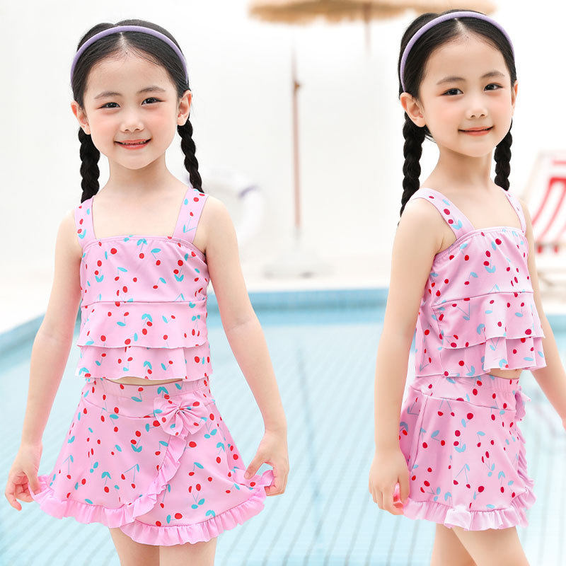 儿童泳衣女孩分体2023新款夏小中大童宝宝比基尼裙洋气游泳衣泳装
