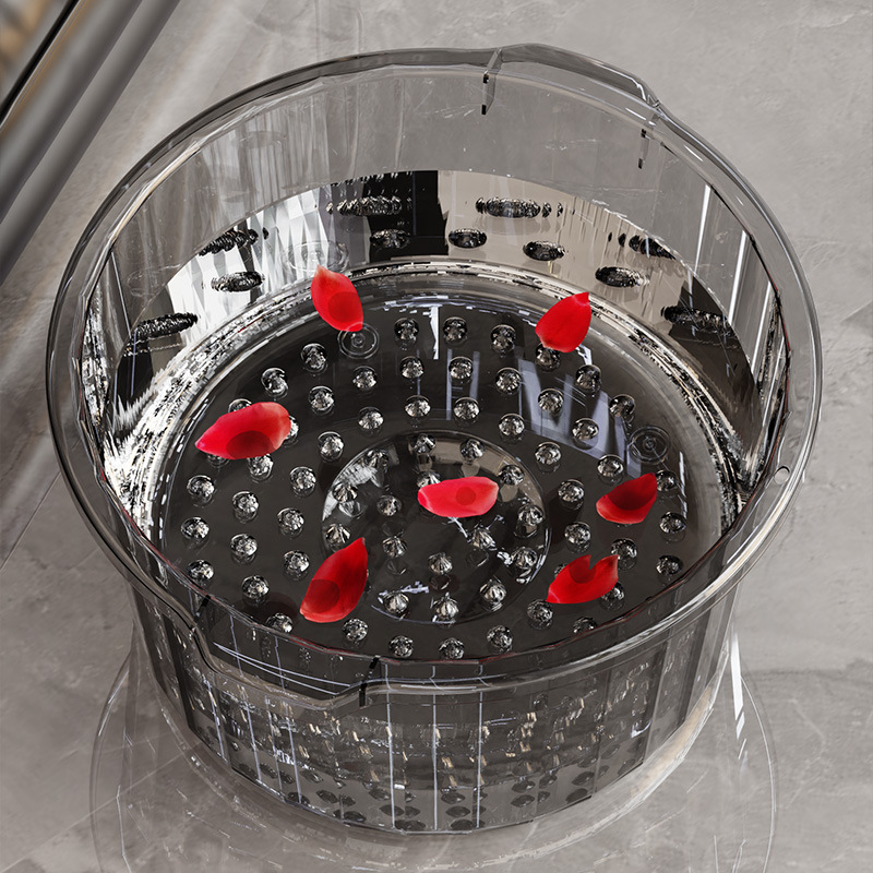 泡脚桶 带脚底按摩足浴盆家用高透明塑料PET高深洗脚大号泡脚桶盆