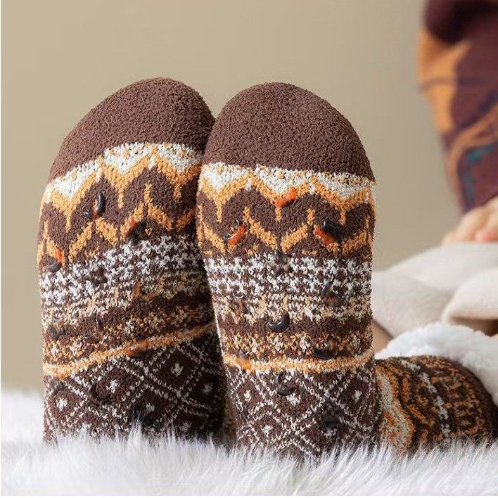 羊羔绒地板袜子女民族风睡眠袜秋冬季加绒加厚保暖防滑硅胶居家袜,女士内衣/男士内衣/家居服,长筒袜,淘宝优惠券,粉丝福利购,淘宝优惠卷