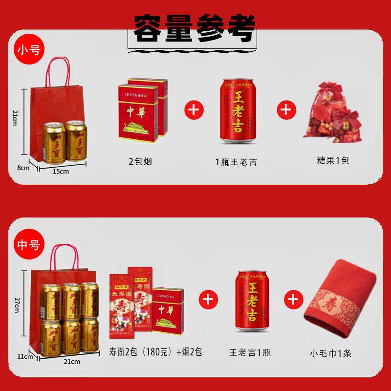 热销长辈老人过寿回礼袋60岁~100岁做寿生日礼物包装长寿面寿碗糖