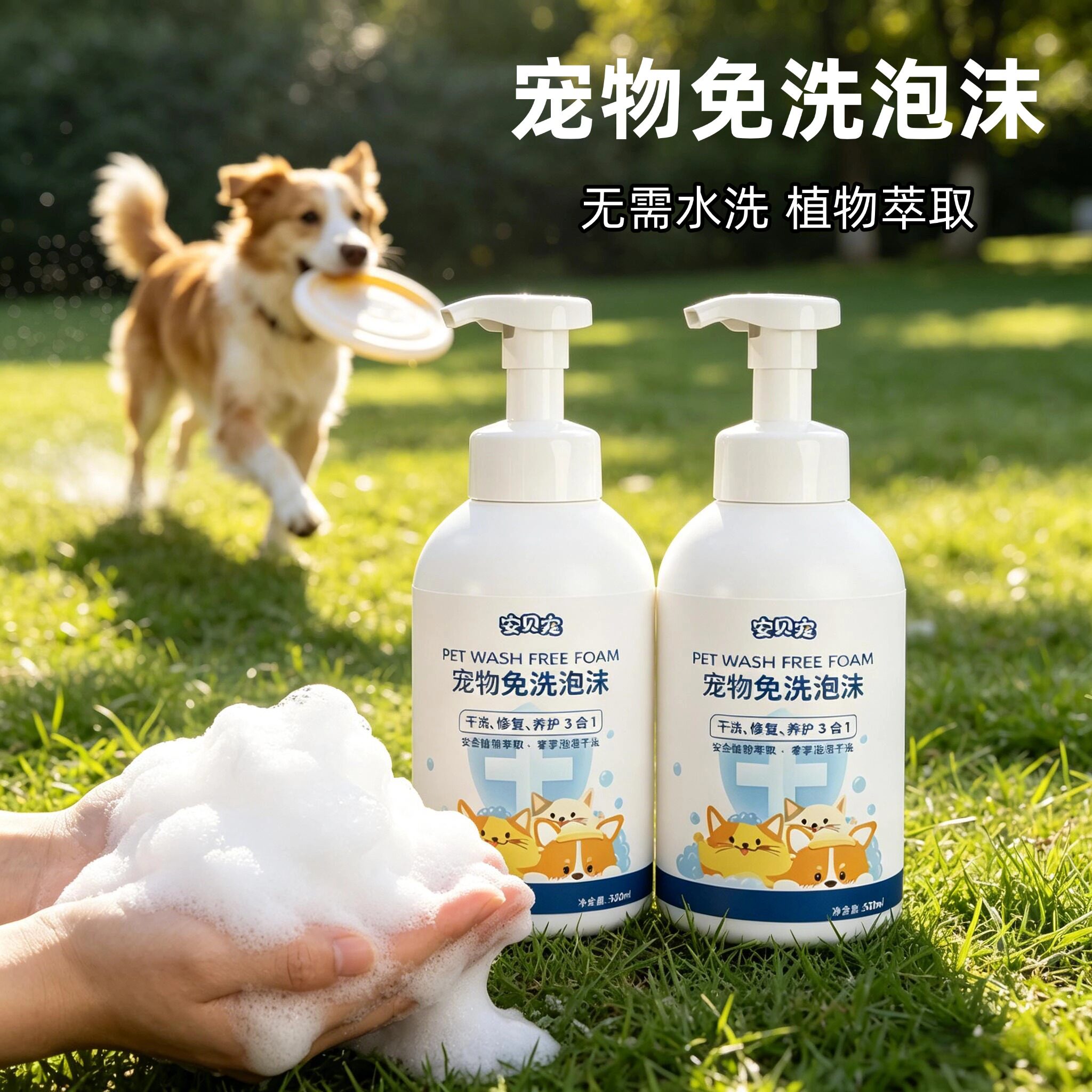 宠物免洗清洁泡沫幼犬猫干洗慕斯免水洗宠物用品植物萃取猫狗通用