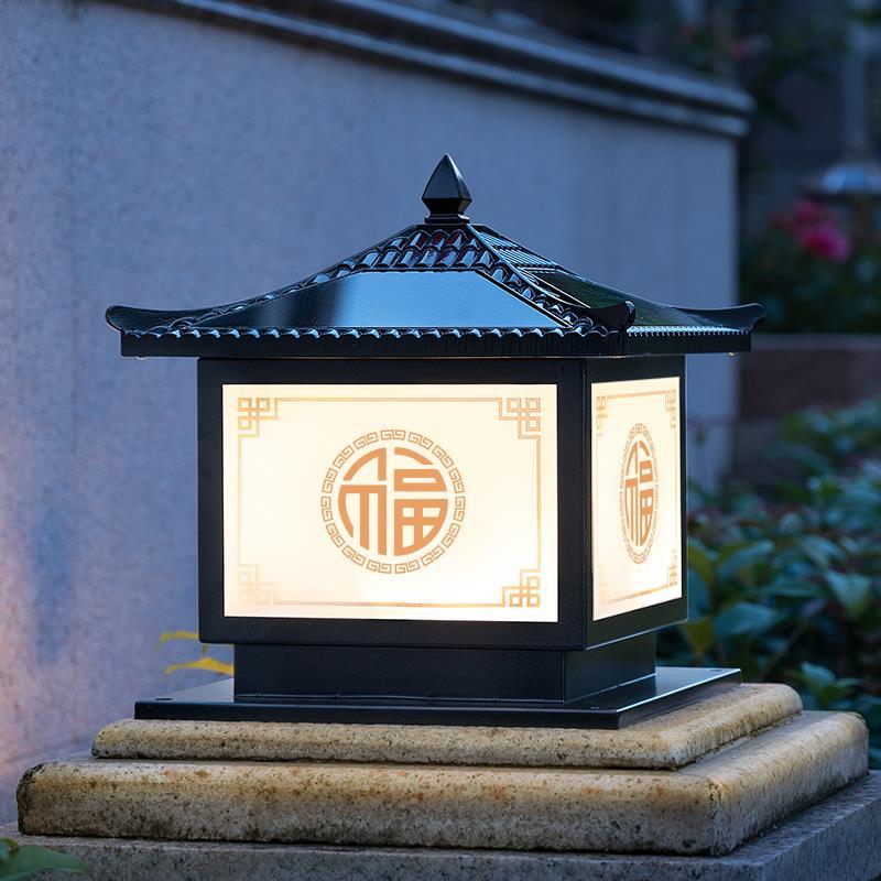 新款柱头灯太阳能户外防水灯庭院室外别墅花园农村家用大门柱子灯