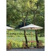 户外休闲实木伞庭院花园沙滩餐厅商用太阳伞2.1m白色遮阳伞小伞