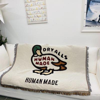 鸭子潮流玩家卡通可爱Human made个性款棉麻针织装饰多用途沙发毯