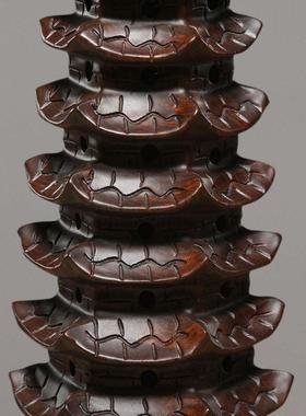 乌木雕刻十三文昌塔装饰品木制9层家庭书房卧室办公书桌7层红木宝