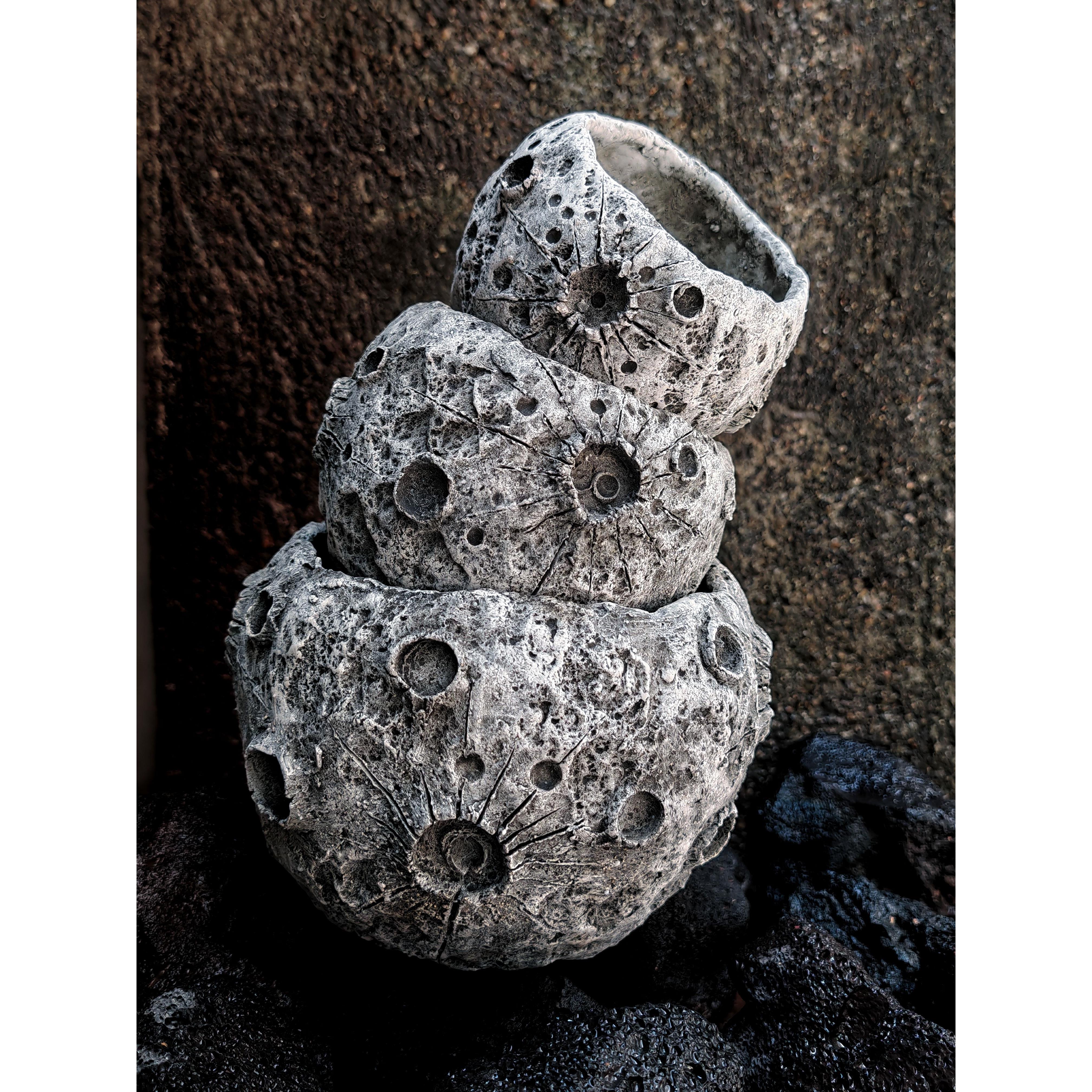 手捏月球花盆 创意个性多肉花盆 白陶块根植物花盆 仙人球龙舌兰